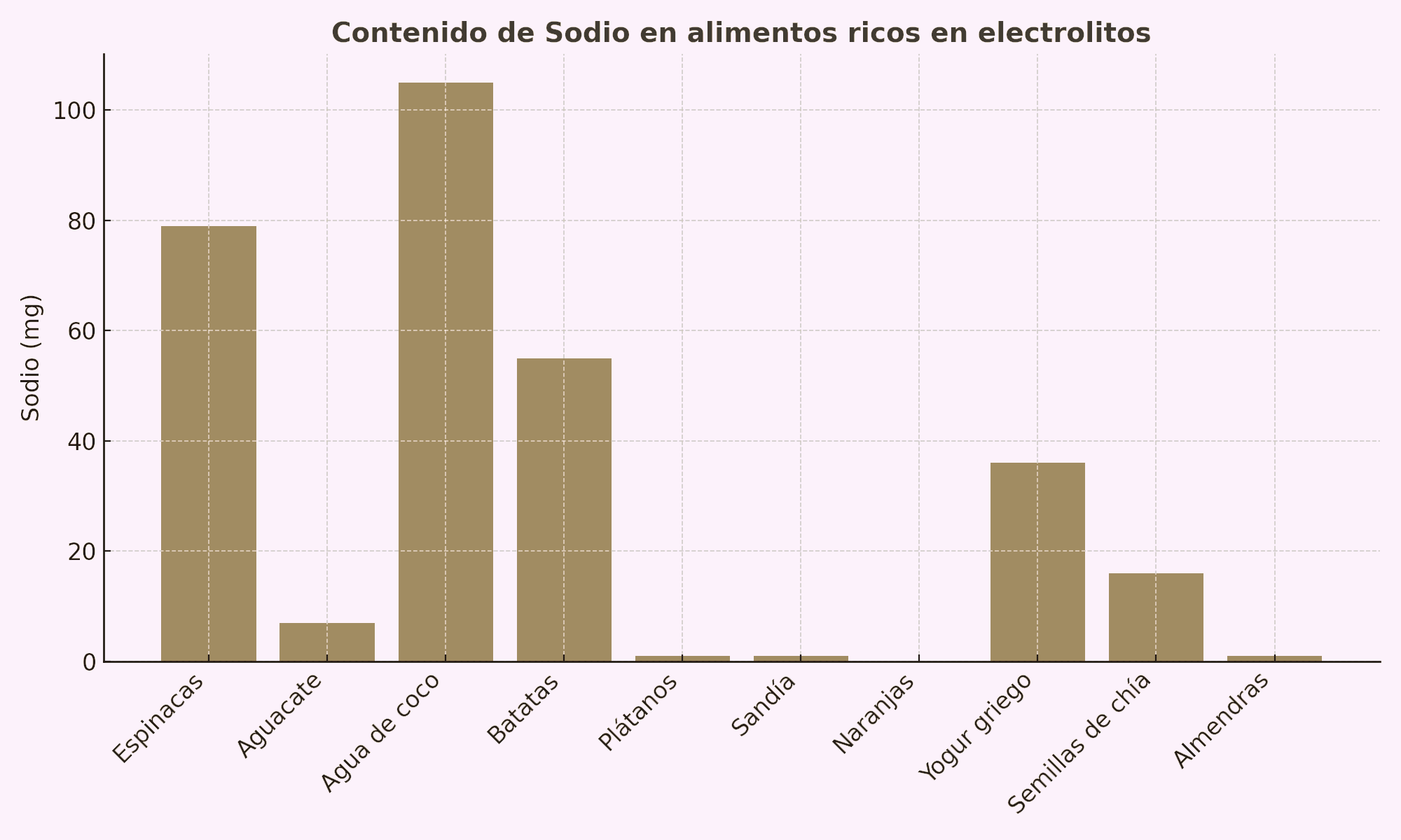 Contenido de sodio alimentos ricos en electrolitos